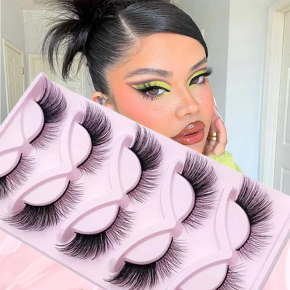 5 Pairs Fluffy False Eyealshes, Fox Cat Eye Lashes Winged False Eyelashes With Eyeliner Effect Natural Look, 3D Lashes