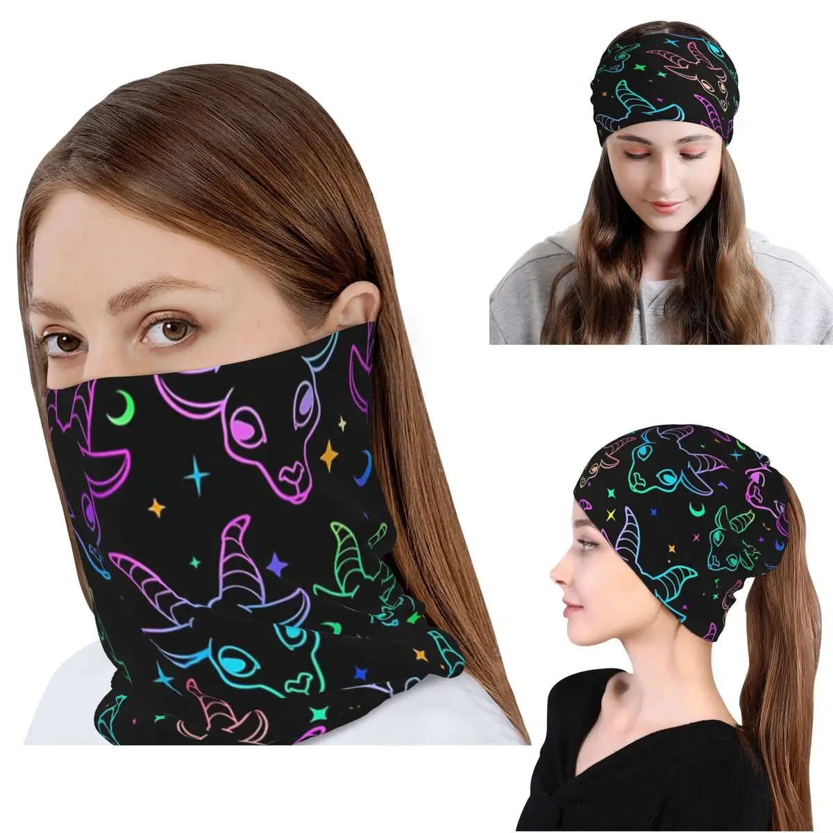 

Little BaphometPastel Goth Kawaii Pastel Creepy Bandana Neck Gaiter Wrap Mask Scarf Cycling Scarf Beanies Hat for Men Women