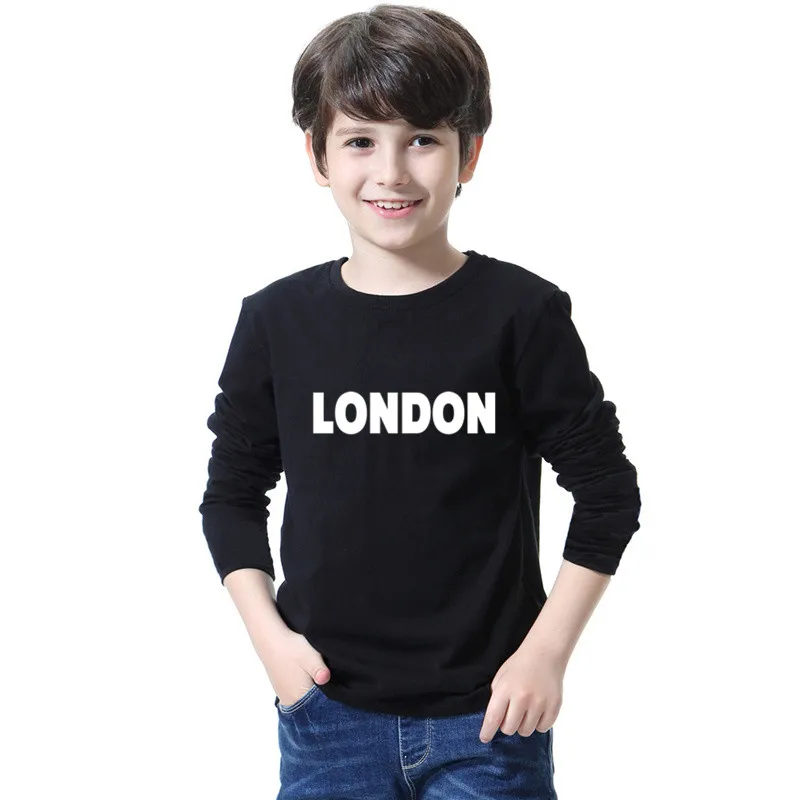 Fashion City Printed T-shirt Paris London Graphic T Shirts Boy Girl o-neck Long Sleeve Tops Tee