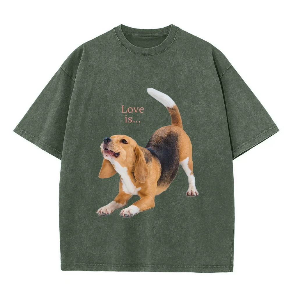 Beagle Shirt For Men Beagles Tee Love Is Dog Mom Dad Puppy Pet Cute T-Shirt Graphic T Shirts Crew Neck Printed Short Sleeve Tops