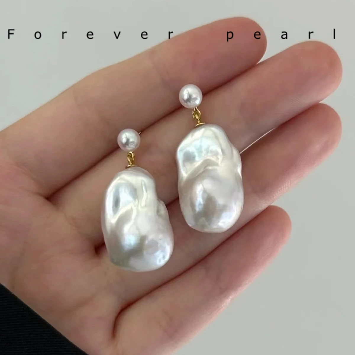 Baroque 15-25mm Natural Freshwater Shaped Pearl Retro Irregular Double Beaded Earrings Temperament Premium Women\'s Jewelry Gift