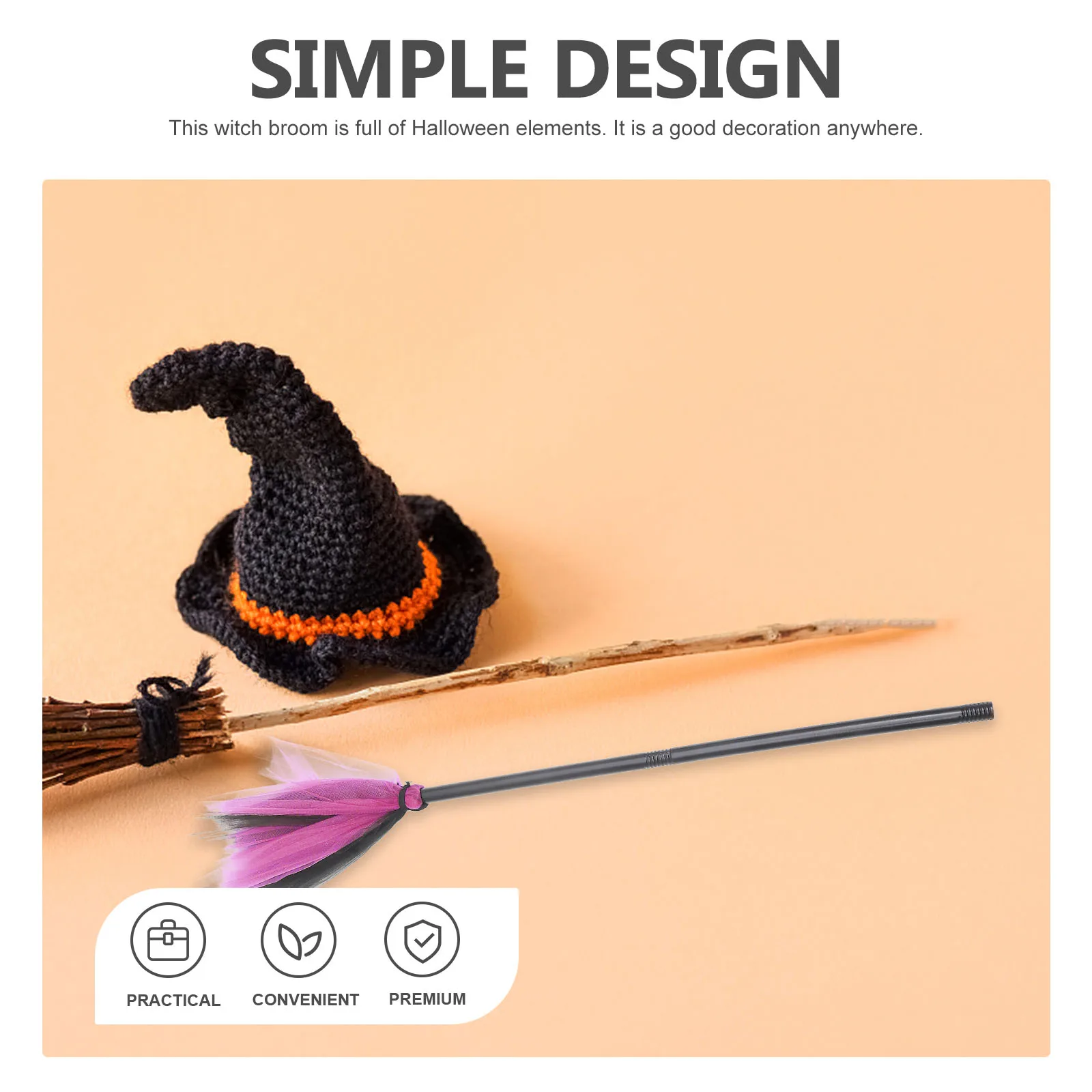 

Halloween Witch Broom Vivid Party Cosplay Accessory Decorative Broom Ornament For Halloween Decor