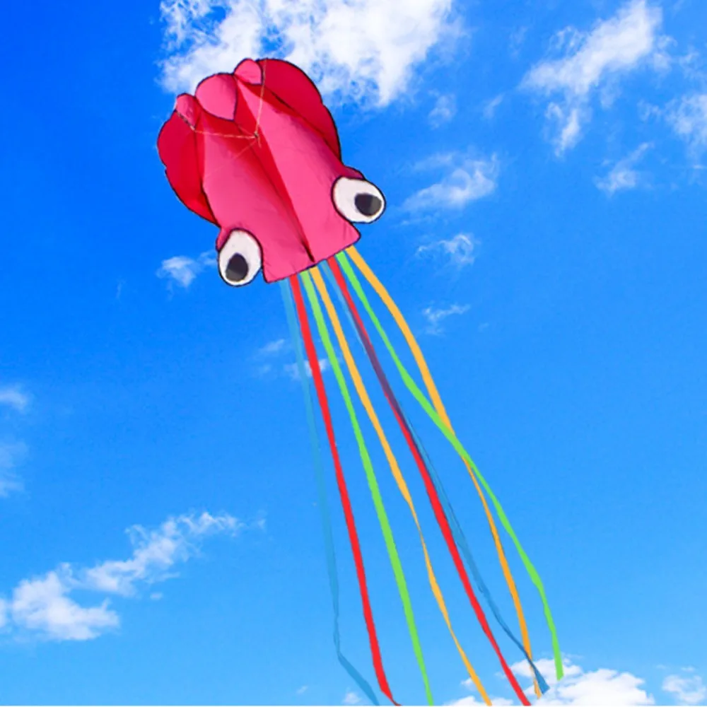 Regalo para niños, cometa de pulpo gigante de 4m, pipa naranja 3D de buen vuelo, juguete DIY de 30m/100m, línea de cometa para deportes al aire libre