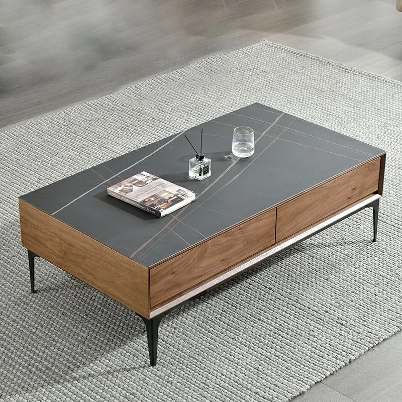 #Nordic Modern Light Luxury Natural Marble Color Tea Table Narrow Coffee Table for Bedroom Simple Corner Table for Living Room