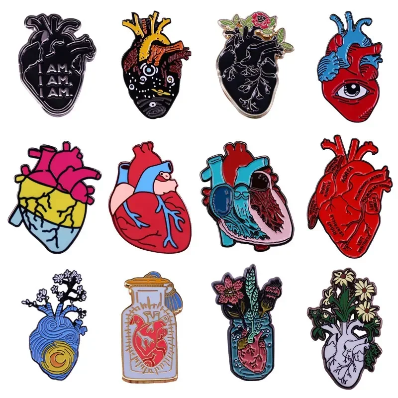 Simulated Heart Brooch Medical Organ Anatomy Badge Health Awareness Enamel Pins Medical Student Clothing Accessories Decoration
