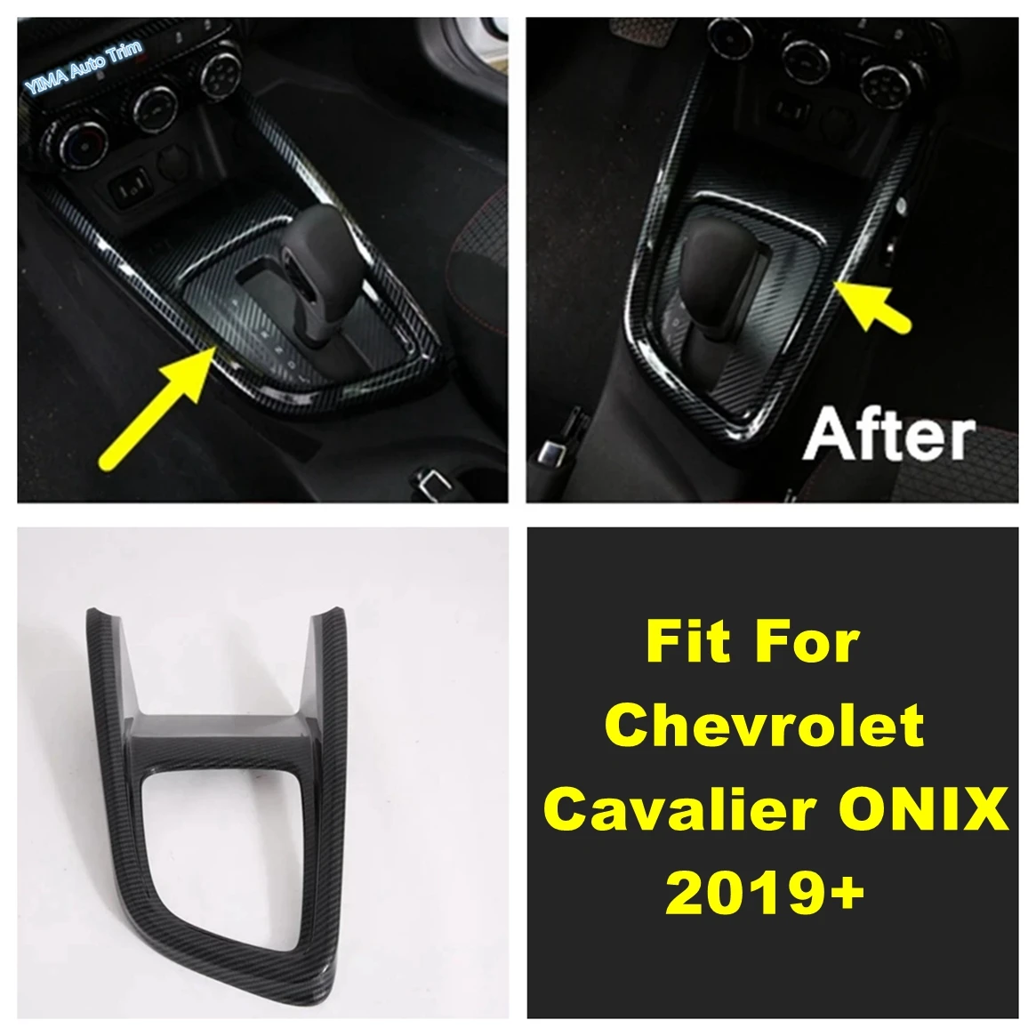 

Carbon Fiber Look Center Control Gear Shift Panel Decor Cover Trim For Chevrolet Cavalier ONIX 2019 - 2022 Interior Accessories