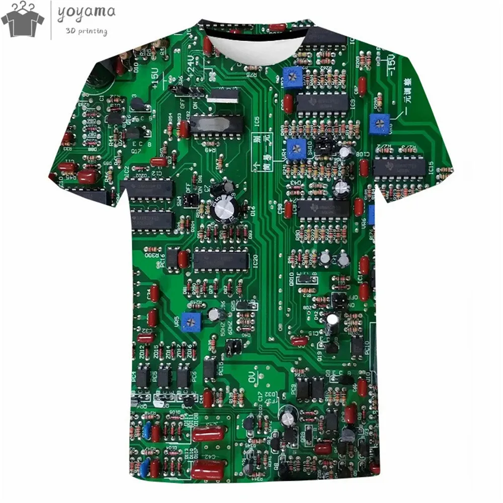 New Summer Fashion T-Shirt 3d Print Circuit Board Graphic Shirts For Men Electronic Chip Creative T Shirt Circuit T Shirt Tops