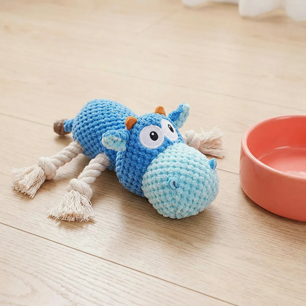 Chew Toy for Dogs Plush Squeaky Dog Toy for Chewers Durable Chew Toy with Cotton Rope Legs Soft Stuffed for Puppies Squeaky Dog