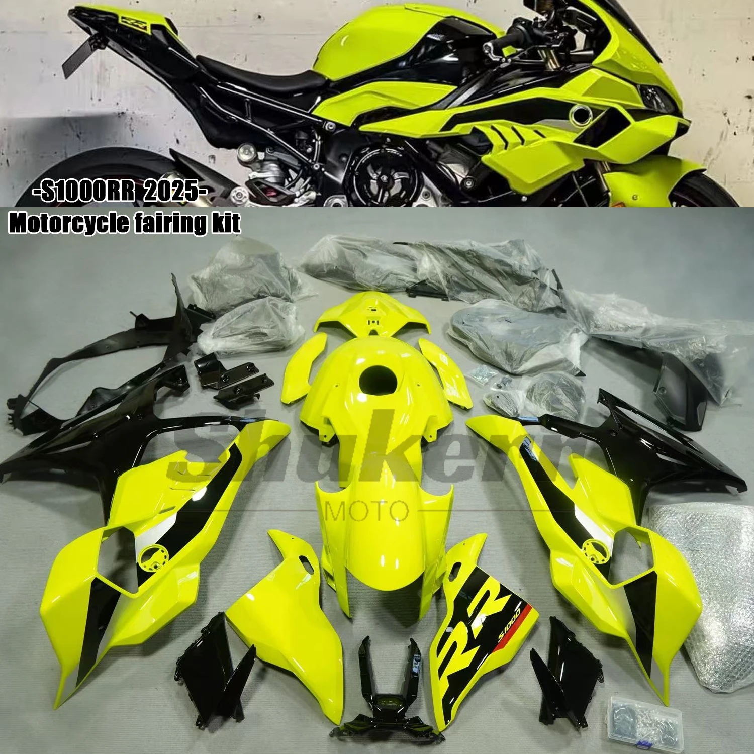 

Fit for Bmw S1000Rr 2025 New Abs Motorcycle Plastic Fairing Kit Injection Mold Bodywork Panel Kit Yellow Black