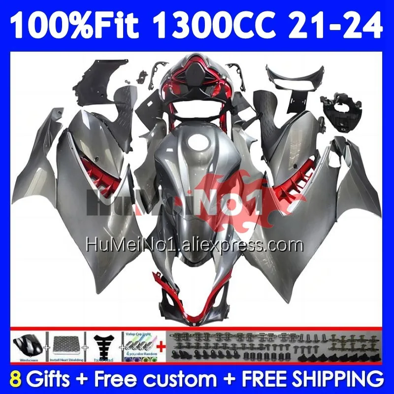 Injection Body For SUZUKI GSXR1300 Hayabusa GSXR 1300 CC 21 22 23 24 129No.34 GSXR-1300 2021 2022 2023 2024 Silver red Fairing