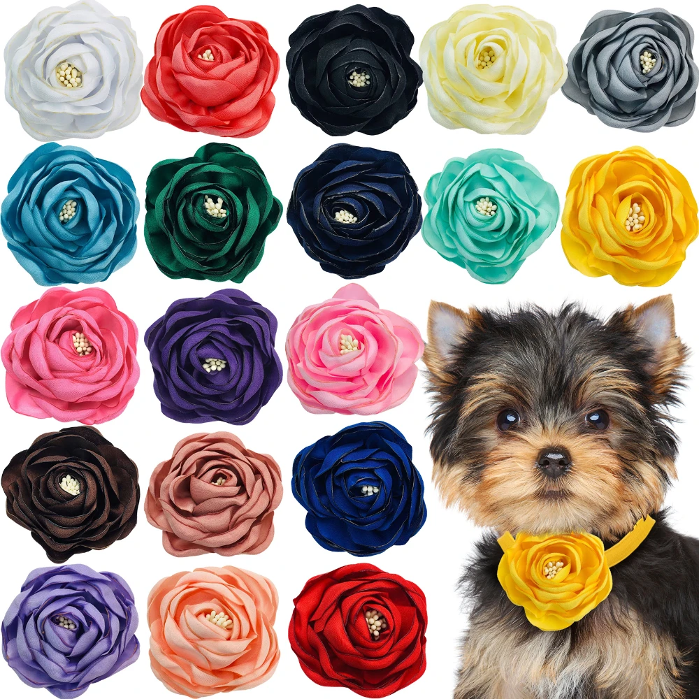 20/30/50PCS Retro Festivals Senior Pet Collar Accessories Colourful Large Flower Supplies for Medium Small Dog Cats Pet Products