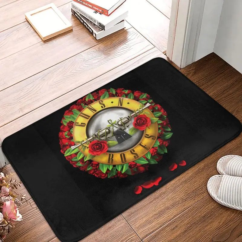 Guns N Roses Bullet Logo Doormat Anti-Slip Bathroom Kitchen Mat Living Room Floor Door Entrance Carpet Rug