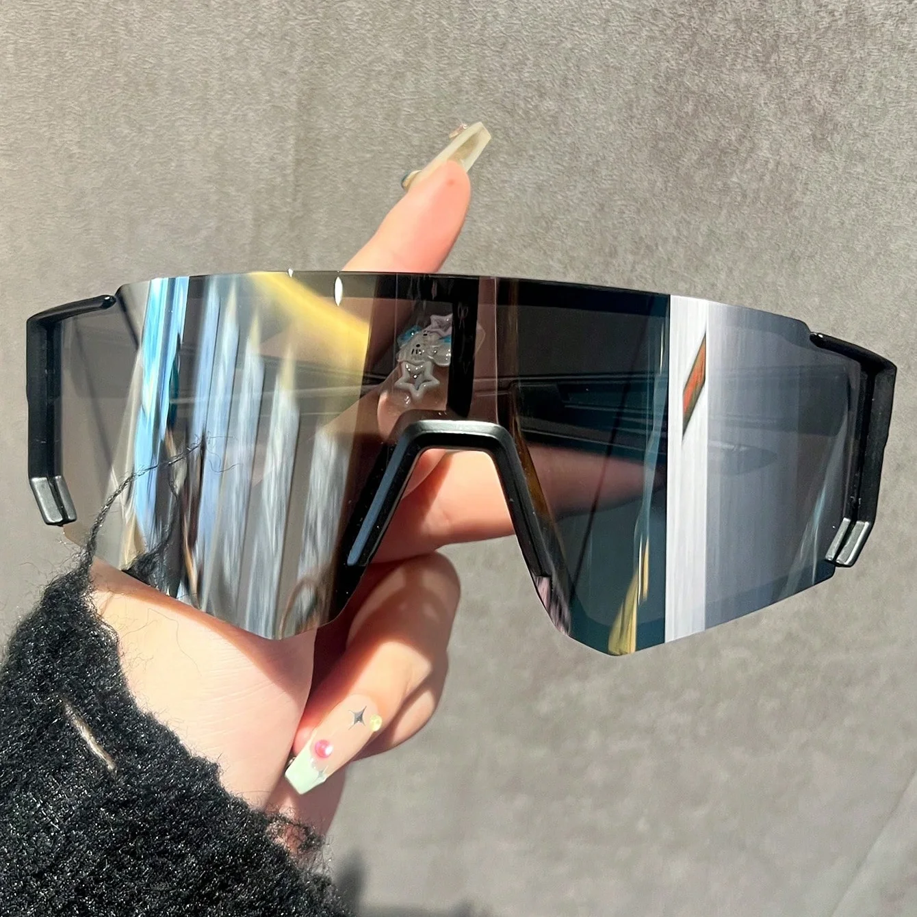 1Pc Unisex Sport Brille Neue Bunte Große Rahmen Integrierte Beschichtung Trendy Persönlichkeit Bergsteigen Radfahren Brille Täglichen Ou