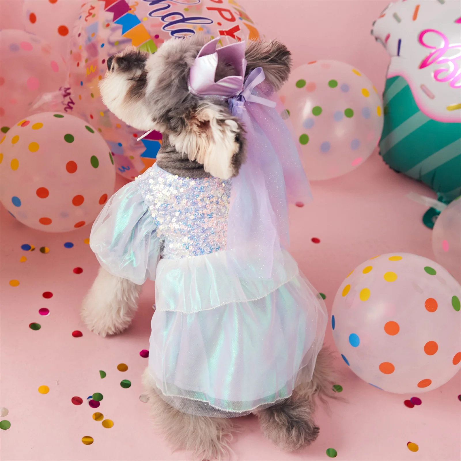 

Sequin Small Dog Tutu Cat Formal Dress Princess Puppy Wedding Skirt Blue Pet Clothes Doggies Costume For Teddy Pomeranian