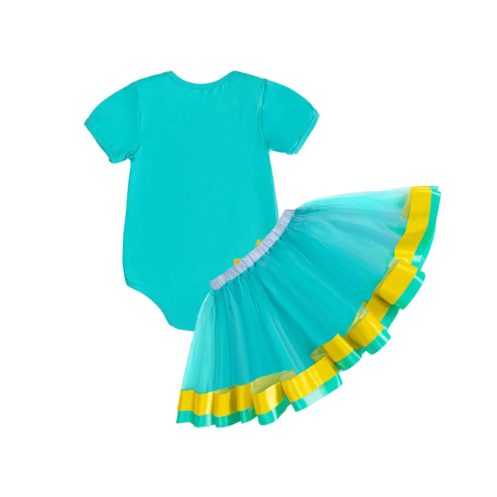 Children's Two-piece Triangle Crawling Suit Girls Short-sleeved Pajamas Lace Bow Decoration Children's Pajamas
