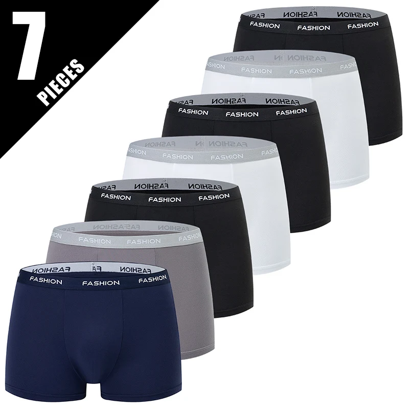 

Комплект мужского нижнего белья из 7 предметов для молодежи: однотонные, быстросохнущие, спортивные, удобные повседневные трусы-боксеры, модные