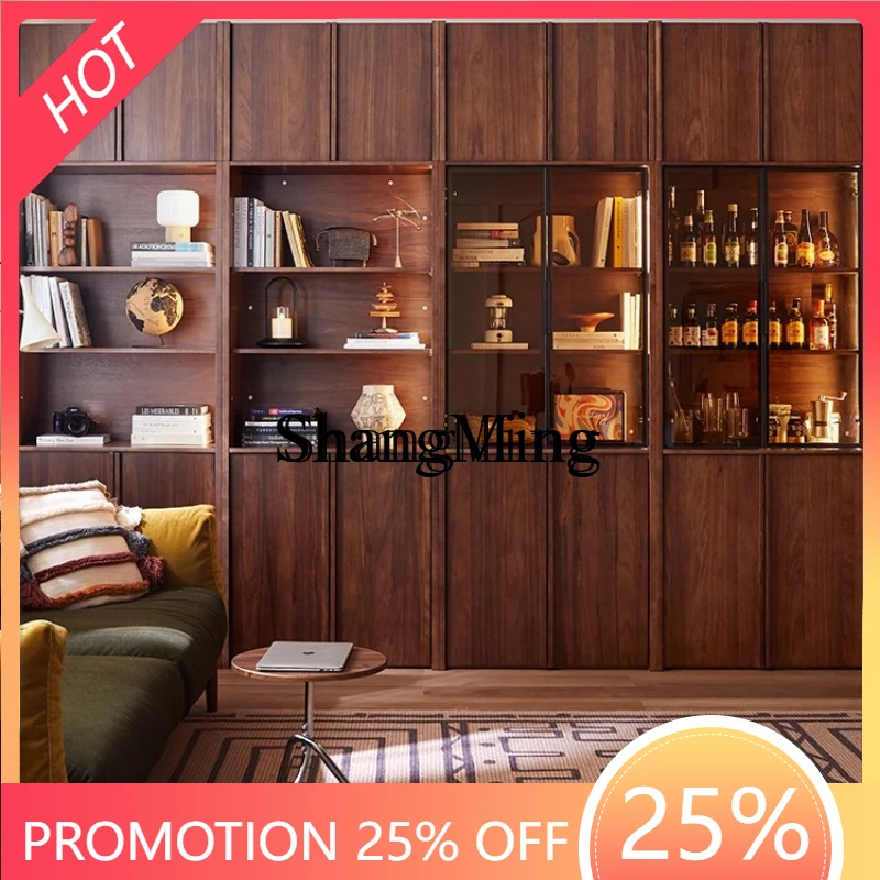 

SM's new solid wood locker integrated whole wall retro display cabinet to living room bookcase
