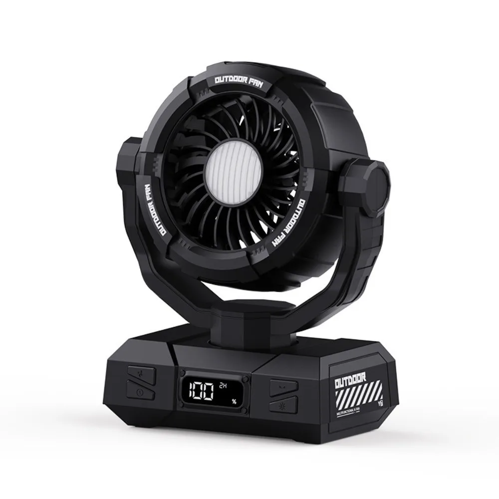 Built-in Light Portable Camping Fan Rechargeable Multi-Functional Cooling Fan Long Lasting LED Night Light Desk Fan Tent Camping