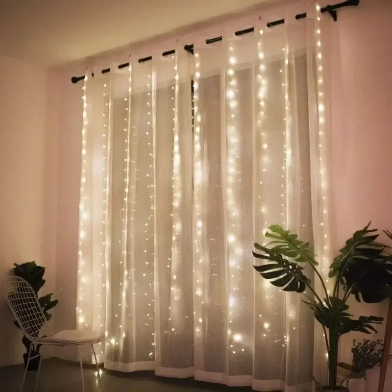 Fairy Garland Curtain Light Christmas Light Christmas Decor Home Party Ramadan Decorative New Year Lamp USB Festoon String Light