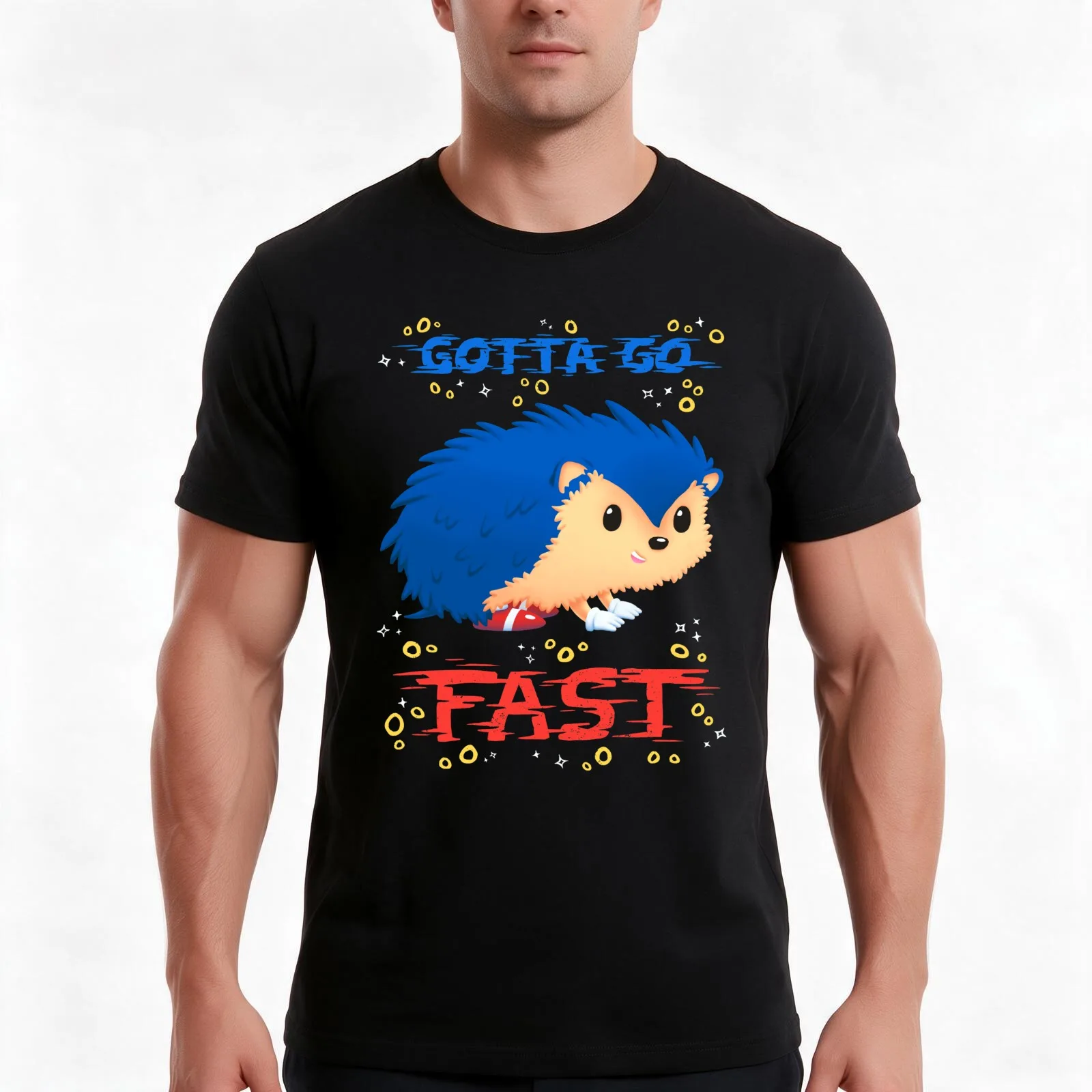 Gotta Go Fast // Cute Hedhehog, Retro Platformer Game, Meme Men T Shirt man t shirt summer