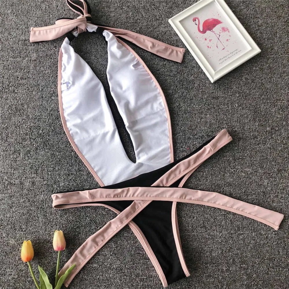 2026 Neon-Grüner Damen-Badeanzug, High-Cut, Rückenfrei, Einteiliger Badeanzug, Sexy Neckholder-Badeanzug, Monokini V1336G – Detail 23