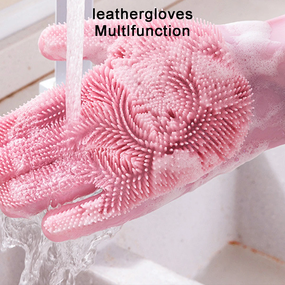 Pet Dog And Cat Shower Gloves Long Silicone Massage Brush Special Tool Extended Scratch Resistant Dishwashing Gloves