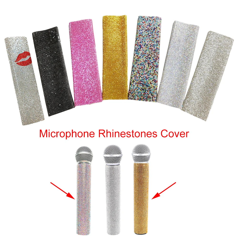 Rhinestones Microphone Cover,Wireless Microphone Decorative Sleeve  For Disco, Stage,Party,TV Show