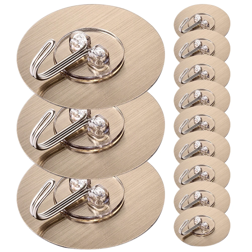 

20pcs Wall Self Adhesive Stainless Steel Heavy Duty Punch Clothes Hangers Towel Hooks Household No Trace Hook Bath