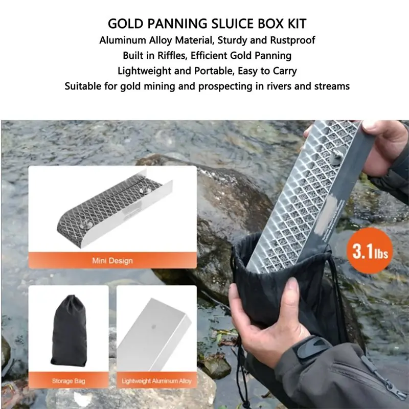 

Набор для промывки золота MAKE-Gold Plated 12 Inch Panning Sluice Box с алюминиевой лоткой и ситом