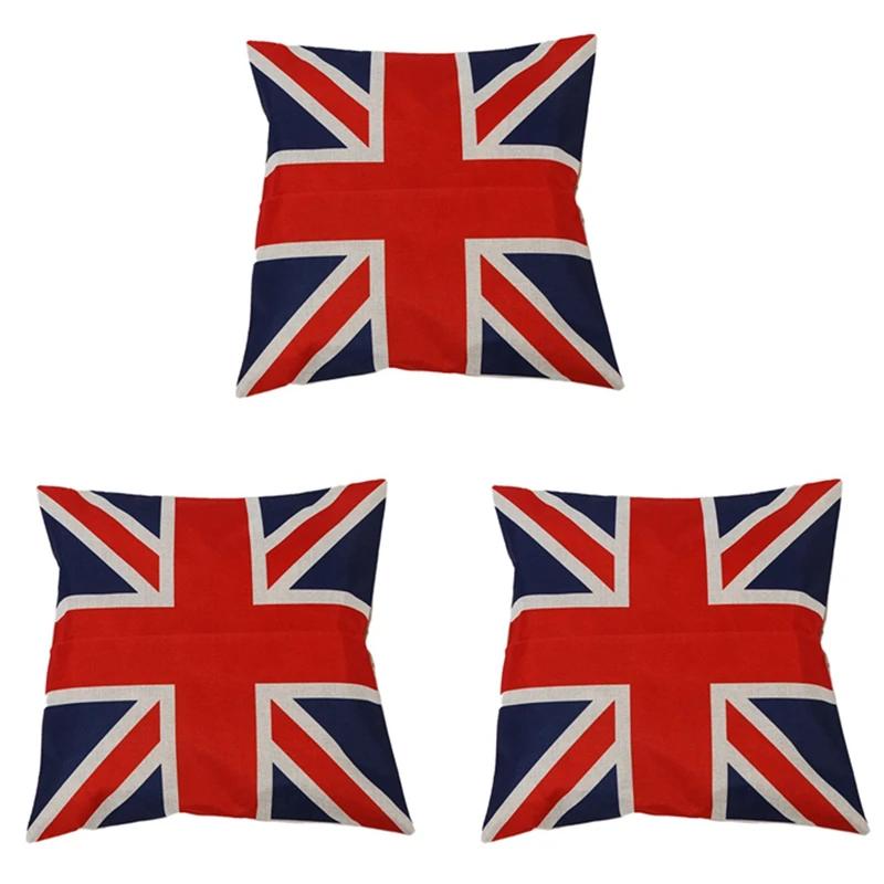 3X British Vintage Style Union Jack Flag Throw Pillow Case, Pillowcase