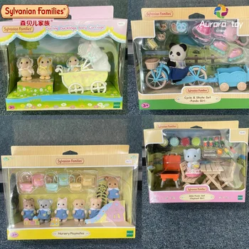 Sylvanian Families Anime Beeldje Kleuterschool Vrienden Olifant Eend Baby Panda Barbecue Kawaii Leuke Verjaardagscadeau Kinderen Speelgoed