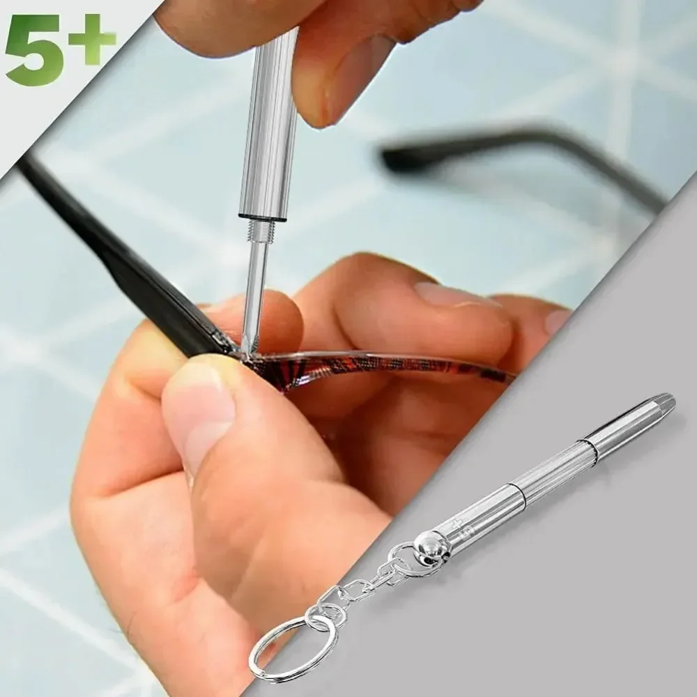 Precision Screwdriver Tools Steel Glasses Screwdriver Eyeglass Screwdriver Watch Repair Kit with Keychain Portable Hand Tools