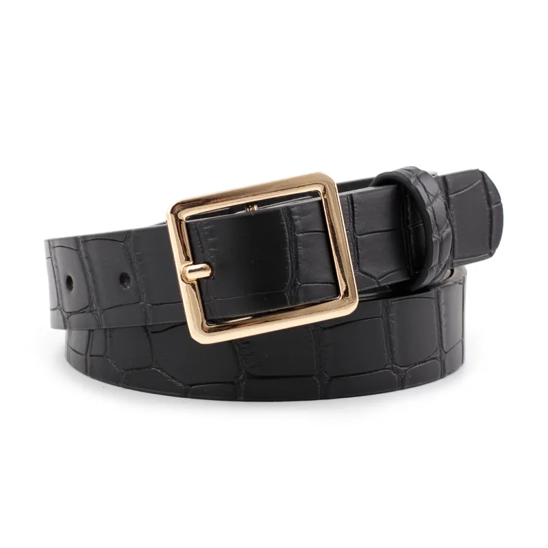 

New Alligator Pattern Belt Female Fashion Hundred with Decorative Ladies Square Buckle Jeans Dress Belt