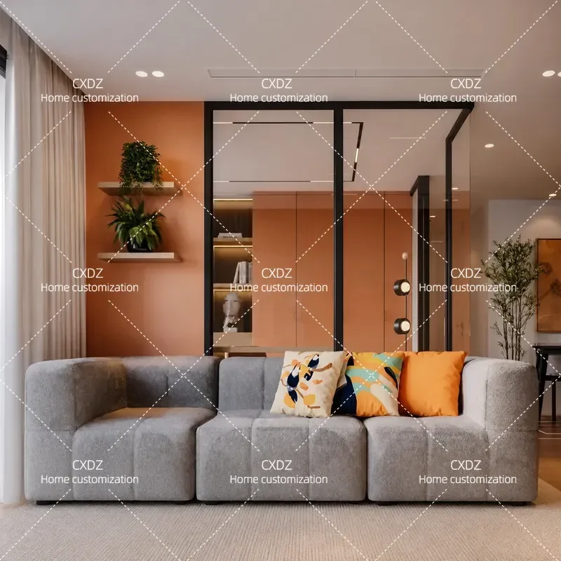 Custom Minimalist Compression Sofa Set Sponge Skeleton Free Vacuum Roll Bag Living Room Cream Style