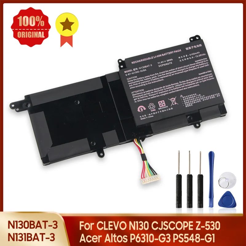 For Clevo N130BAT-3 6-87-N130S-3U9A N130BU N130WU N131BU N131WU NP3130 Pro 13 14 N130BU Replacement Battery With Tool