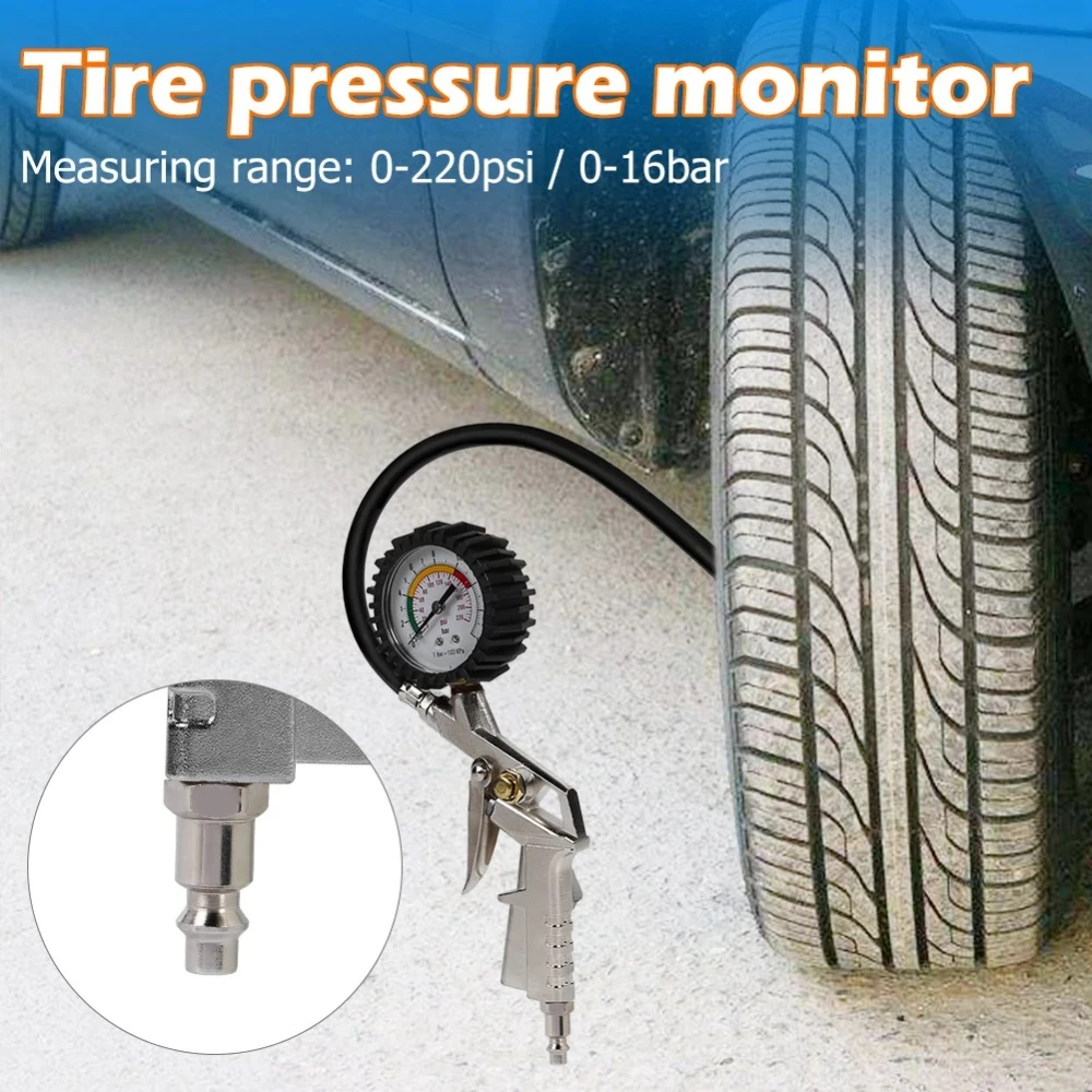 

New Car Tire Pressure Gauge Air Pressure Inflator Gauge Meter Tyre Pressure Monitoring System EU Plug 0-220 PSI Tester Tool