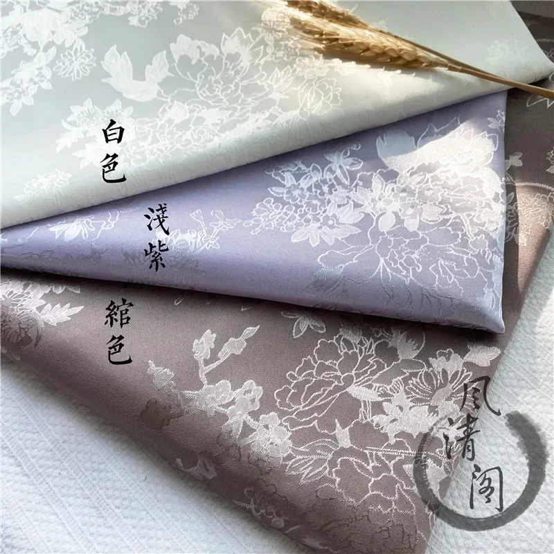 Peony Jacquard Fabric By Meters for Needlework Clothing Hanfu Cheongsam Skirt Sewing Vine Flower Pattern Vintage Brocade Cloth