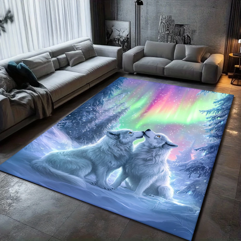 Dream Talk Wolf Printed Carpet Wolf Pack Wolf King Printed Large Area Carpet Living Room Bedroom Decoration Rug