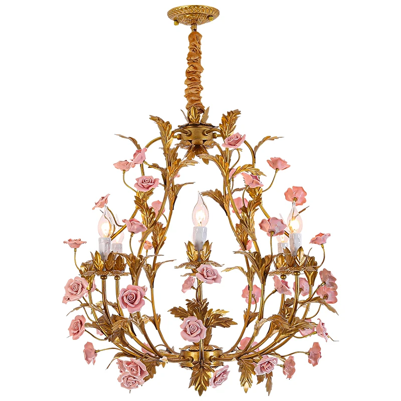 

pastoral designer dining room study French cream wind white ceramic rose bedroom light