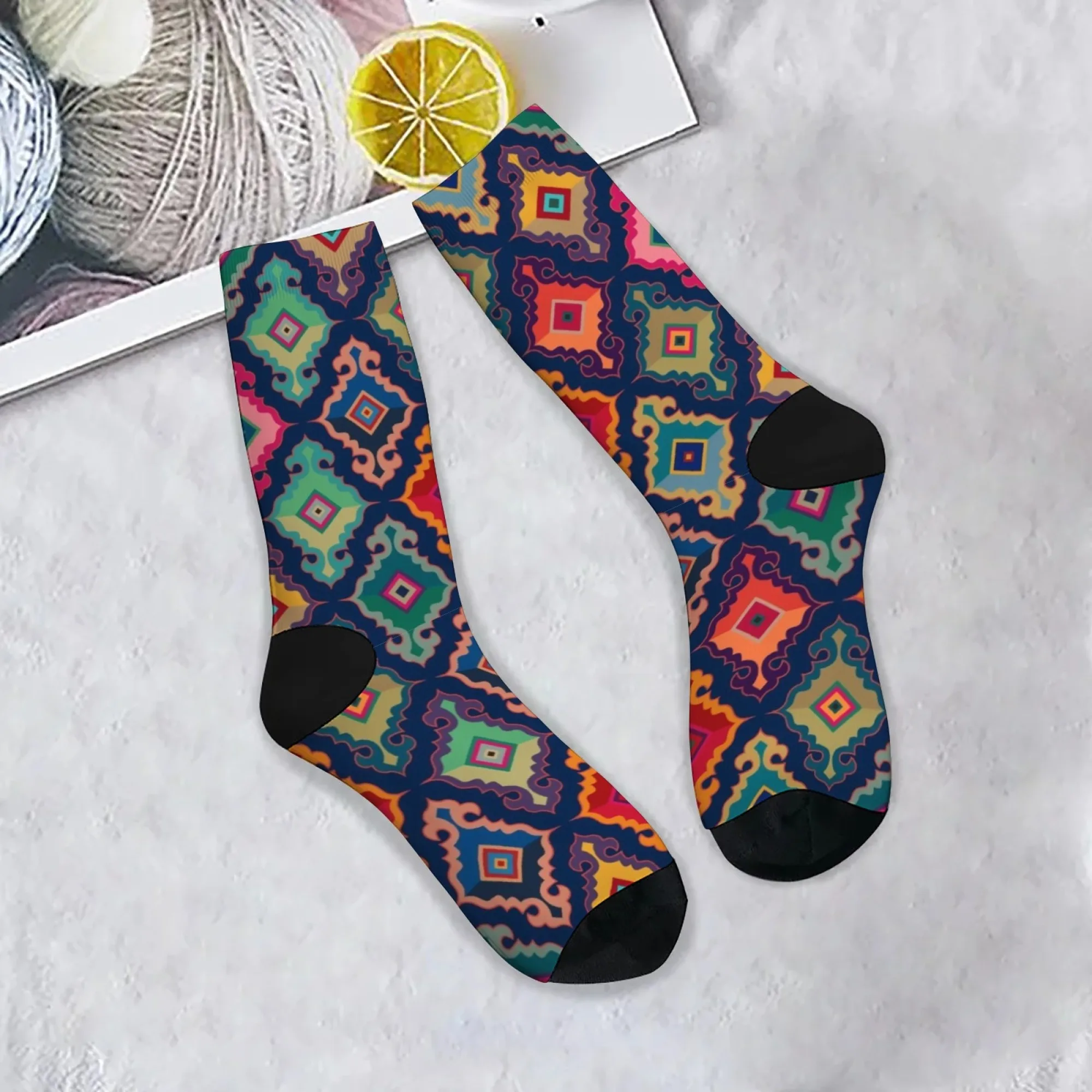 

Ethnic-Style Abstract Geometric Men's Socks Novelty Funny Happy Crew Socks Retro Fashion Comfortable Casual Outdoor Sports Socks