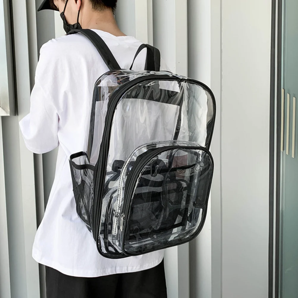 حقيبة ظهر مقاومة للماء من مادة الكمبيوتر، حقيبة كاجوال شفافة أنيقة للسفر والمدرسة والتخزين في الهواء الطلق، كتف محمول متعدد الأغراض #2