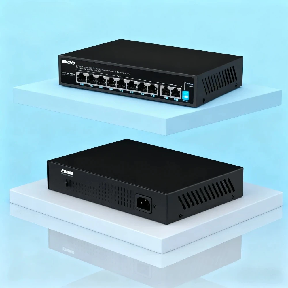 

POE switch 6/10 ports 10/100M Ethernet switch with 2 10/100M RJ45 ports AI intelligent network switch for IP cameras/wireless AP