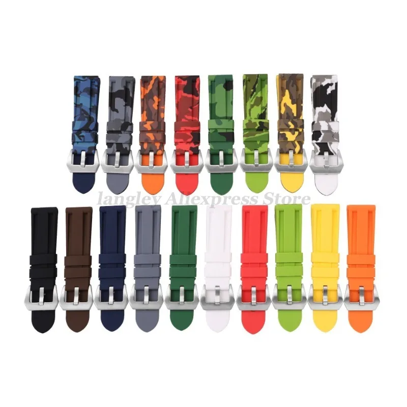 Camouflage Silicone Strap For Panerai Band 20mm 22mm 24mm 26mm Rubber Men Sport Wristband for Omega for Seiko Universal Bracelet