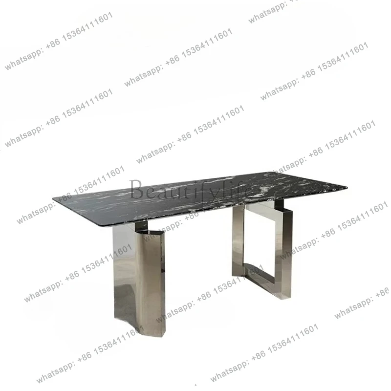 Medieval style black pure natural marble dining table Rectangular black luxury stone dining table