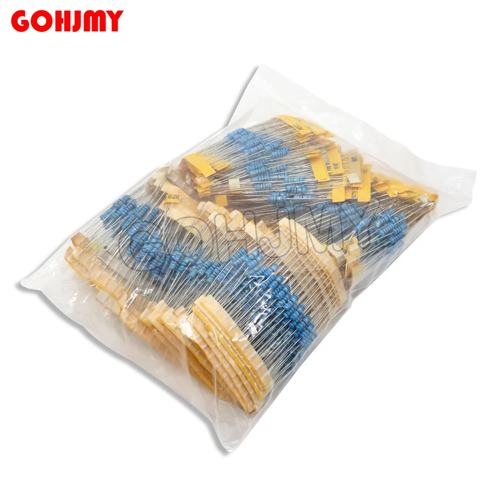 

1100 шт., 1/2 Вт, 1 м, набор металлопленочных резисторов 1R, 2,2R, 3,3R, 4,7R, 100R, 100K, 470K, 10 м, 1 м, 2 м Ом, набор металлопленочных резисторов