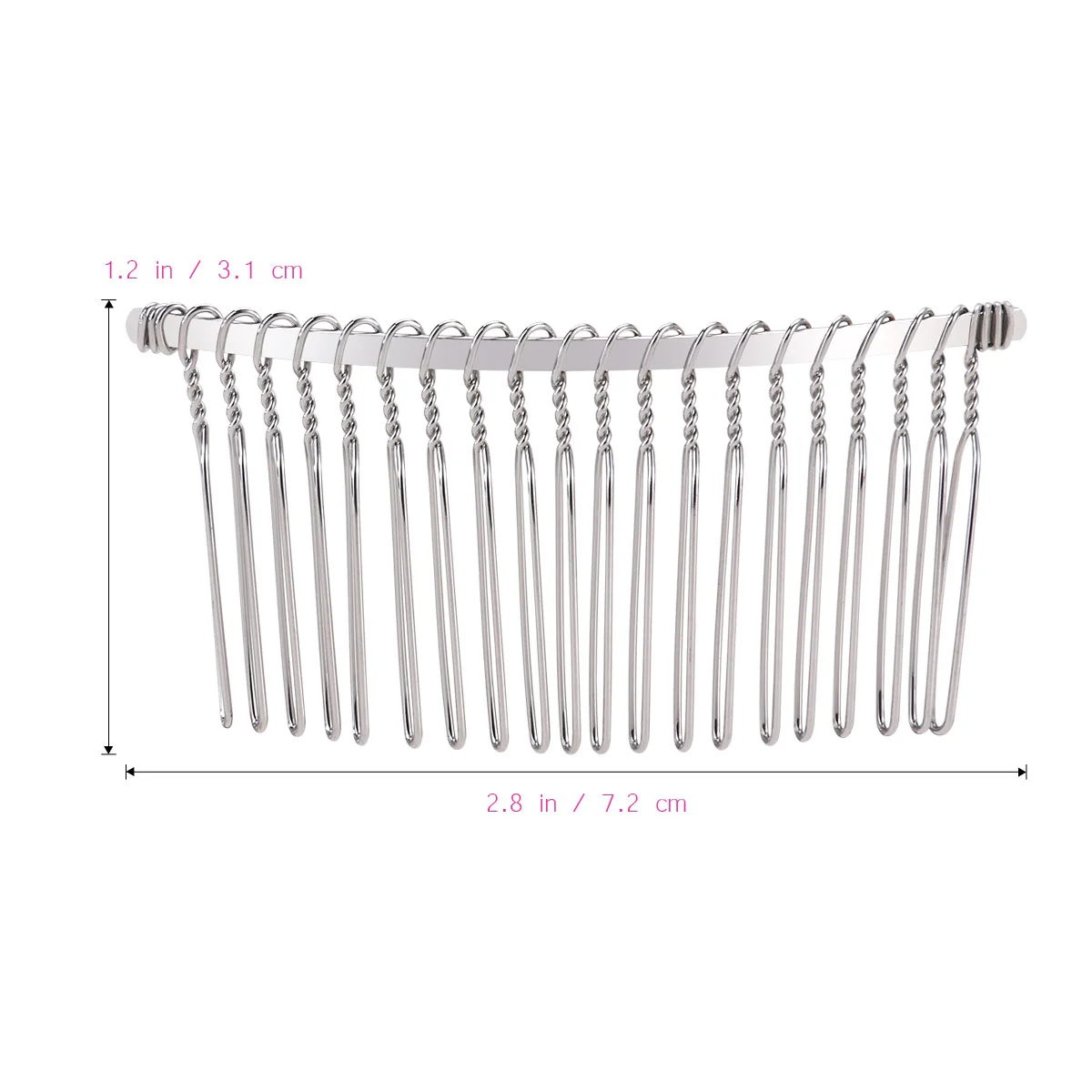 Metal Twisted Hair Comb para Veil Hairpin, Fio De Ferro, Clip DIY, Dentes De Casamento De Noiva, 7.8 cm