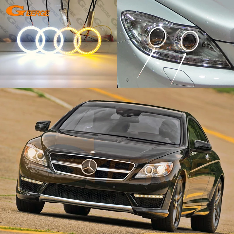 

For Mercedes Benz S CLASS W216 C216 CL 500 600 63 65 AMG Ultra Bright Day Light Turn Signal SMD LED Angel Eyes Halo Rings Kit