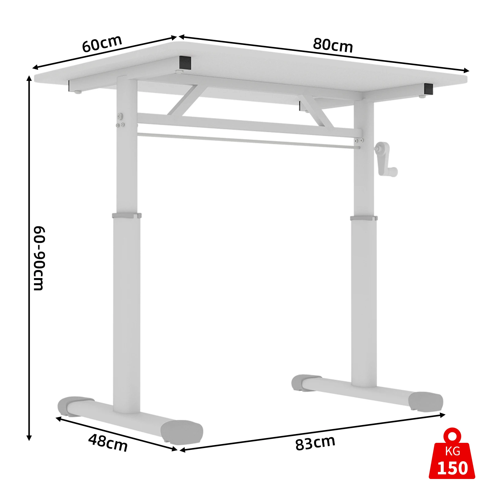 60*100cm Höhenverstellbarer Schreibtisch für Kinder & Erwachsene, Multifunktionales Kompaktdesign für Zuhause & Büro – Detail 7