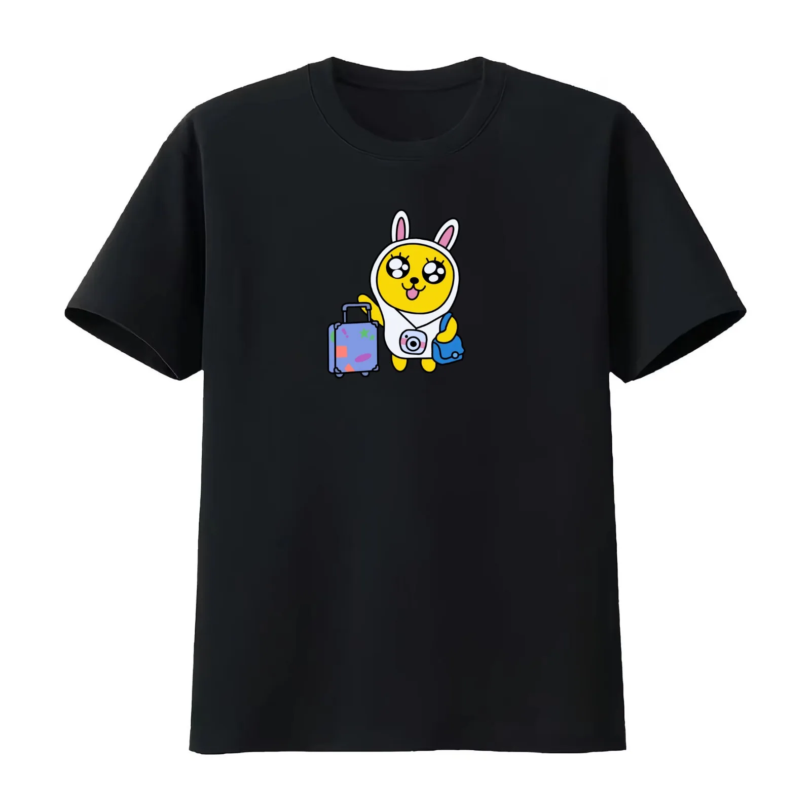 Travel Muzi T-Shirt Summer Casual Cotton Tee Oversized Streetwear Tops Vintage Graphic Print Loose Fit Short Sleeve
