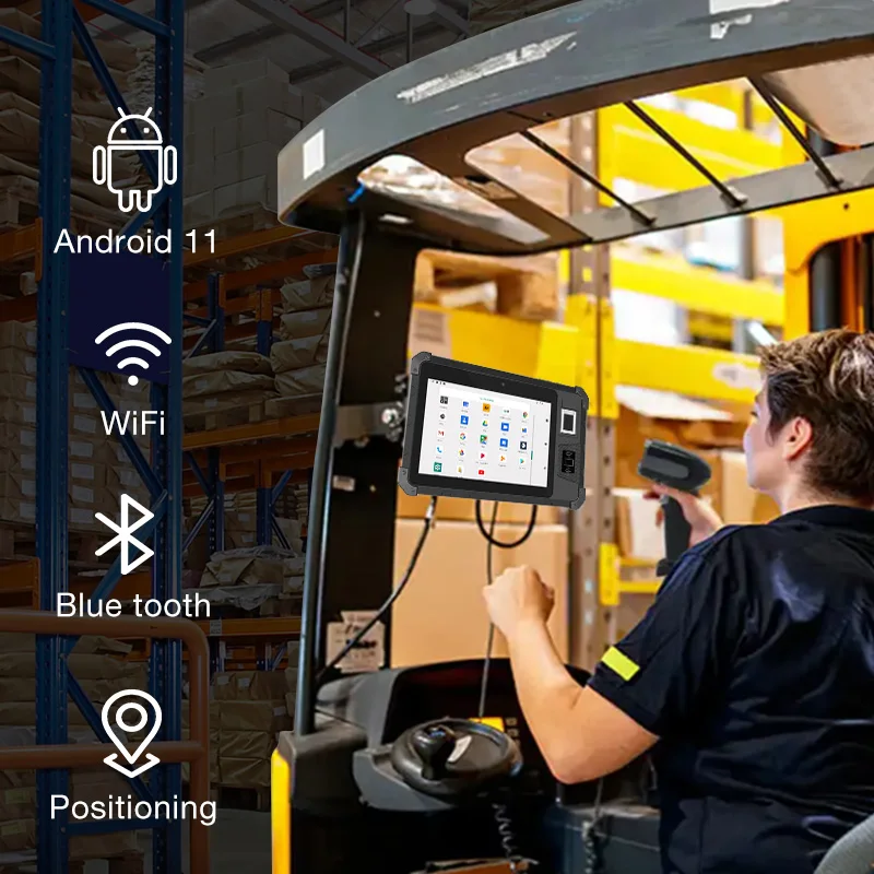 كمبيوتر لوحي متين مقاس 8 بوصات مكتب التحقيقات الفدرالي بصمة الإصبع كمبيوتر لوحي صناعي مع ماسح الباركود ثنائي الأبعاد قارئ نص OCR MRZ